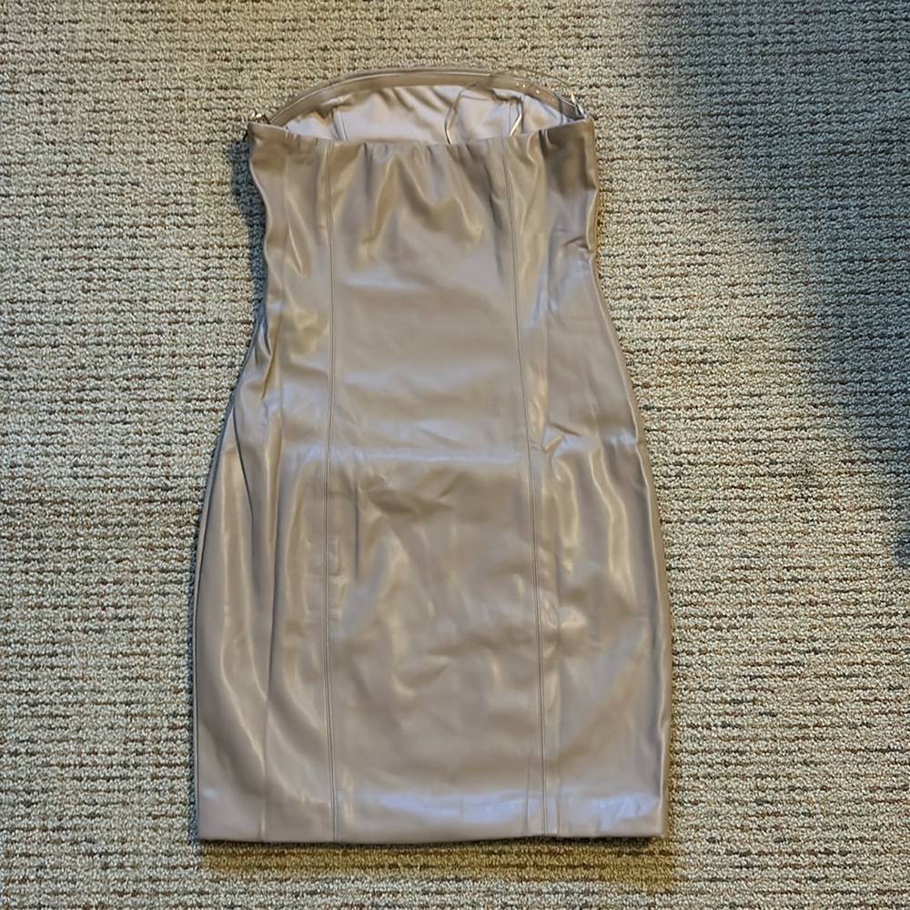 LBLC Vegan Leather strapless dress sz Small - Picture 9 of 11